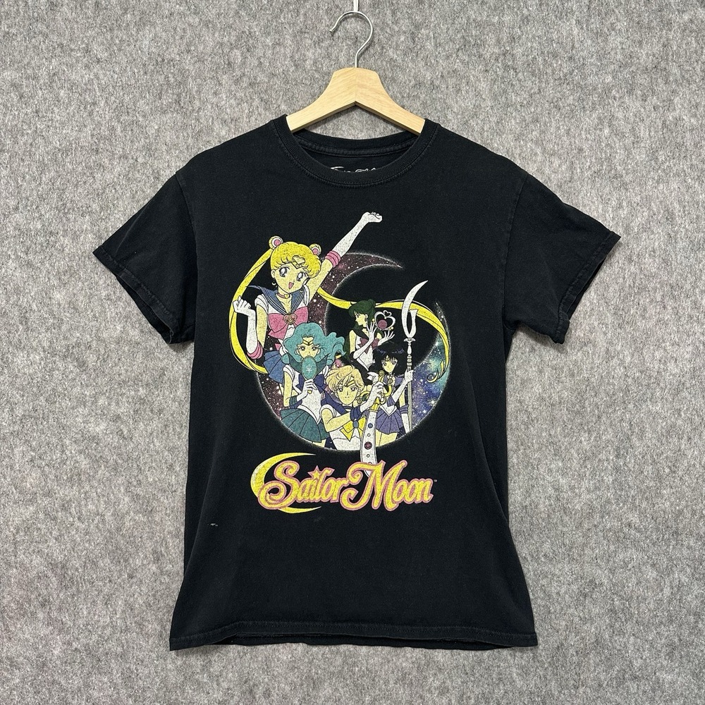 Vintage Sailor Moon Anime Graphic Tee Black Women's Small T-Shirt Y2K